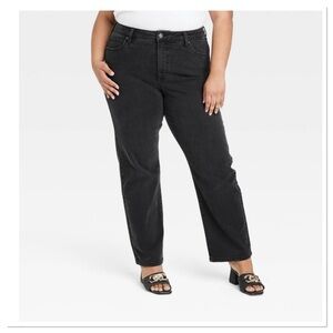Women’s High Rise Straight Leg Jeans Ava & Viv  Wash Black